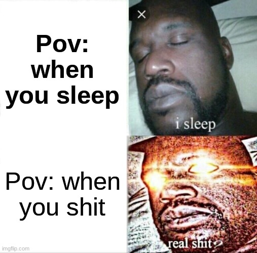 Sleeping Shaq Meme | Pov: when you sleep; Pov: when you shit | image tagged in memes,sleeping shaq | made w/ Imgflip meme maker