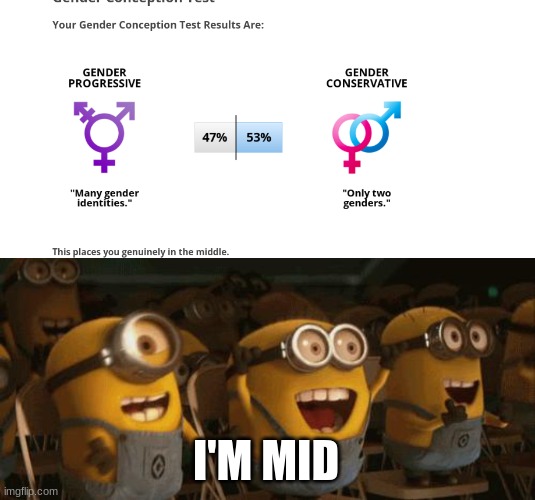 g | I'M MID | image tagged in cheering minions | made w/ Imgflip meme maker