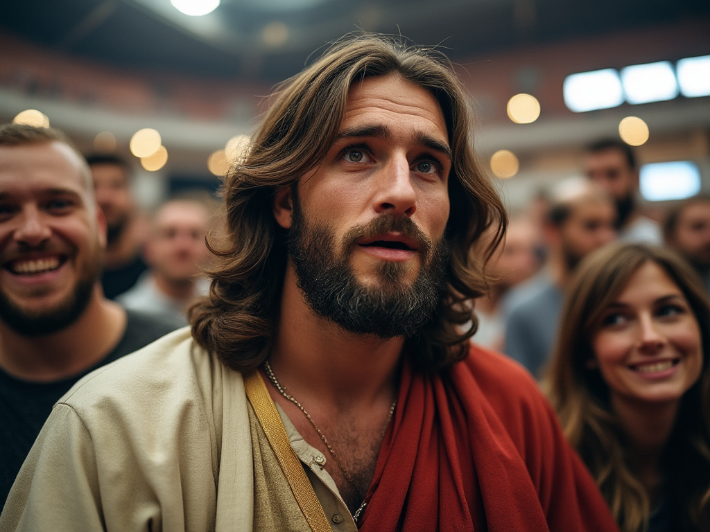 Jesus in crowd Blank Meme Template