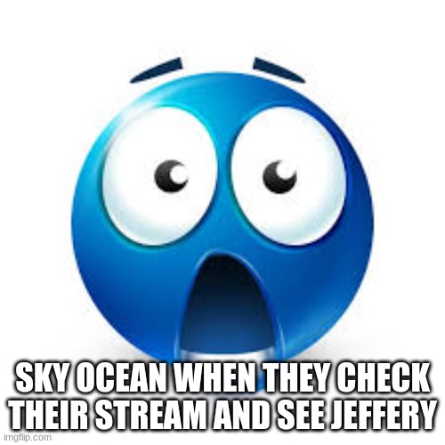 Shocked blue guy | SKY OCEAN WHEN THEY CHECK THEIR STREAM AND SEE JEFFERY | image tagged in shocked blue guy | made w/ Imgflip meme maker