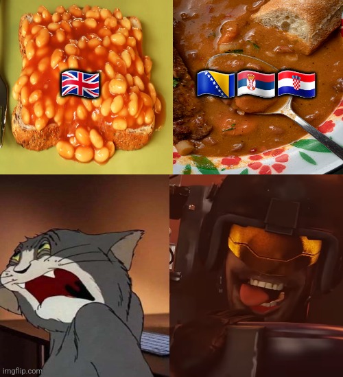 Just admit that Balkans are the best in food. | 🇬🇧; 🇧🇦🇷🇸🇭🇷 | image tagged in side-by-side panels | made w/ Imgflip meme maker