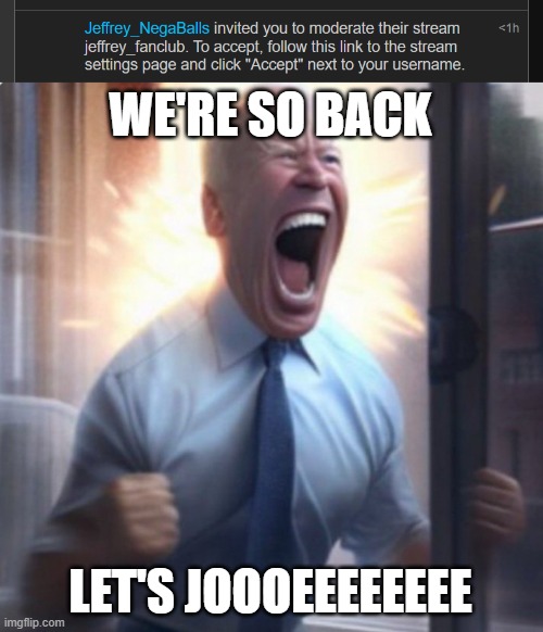 WE'RE SO BACK; LET'S JOOOEEEEEEEE | image tagged in biden lets go | made w/ Imgflip meme maker