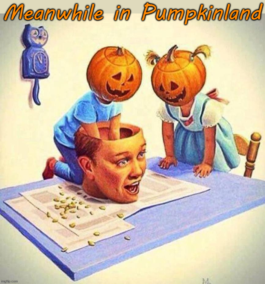 Carving up human heads | Meanwhile in Pumpkinland | image tagged in comics/cartoons | made w/ Imgflip meme maker