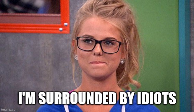 Nicole 's thinking | I'M SURROUNDED BY IDIOTS | image tagged in nicole 's thinking | made w/ Imgflip meme maker