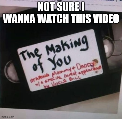 The Making of You | NOT SURE I WANNA WATCH THIS VIDEO | image tagged in sex jokes | made w/ Imgflip meme maker