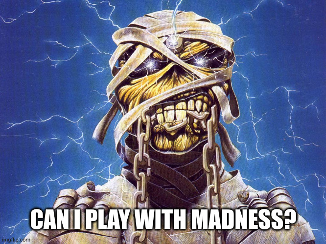 Iron Maiden | CAN I PLAY WITH MADNESS? | image tagged in iron maiden | made w/ Imgflip meme maker