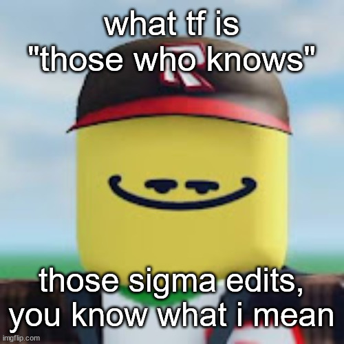 kamguyza | what tf is "those who knows"; those sigma edits, you know what i mean | image tagged in kamguyza | made w/ Imgflip meme maker