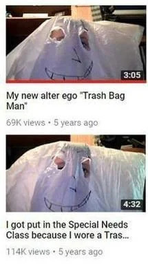 trash bag man Blank Meme Template