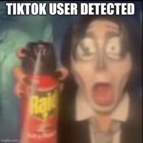 maliciously sprays you with raid | TIKTOK USER DETECTED | image tagged in maliciously sprays you with raid | made w/ Imgflip meme maker