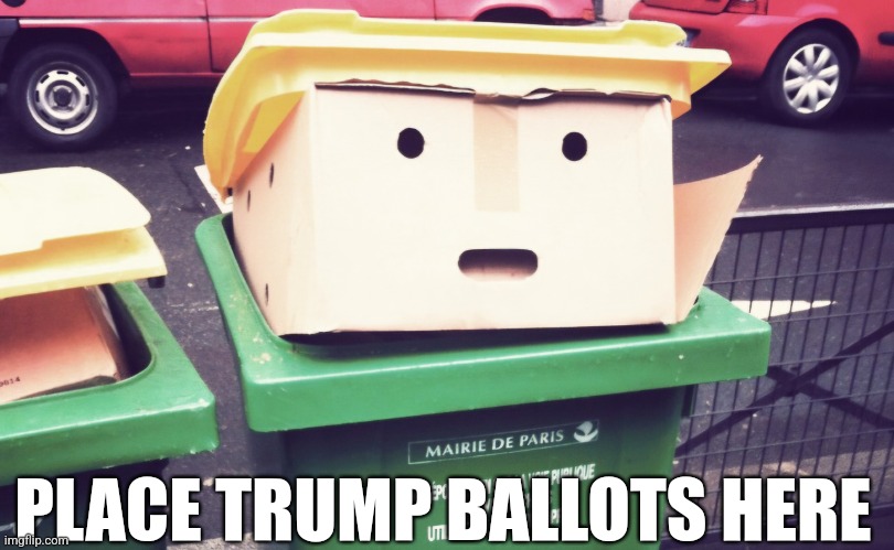 TRUMPSTER | PLACE TRUMP BALLOTS HERE | image tagged in donald trump,dumpster,election,ballots,voting,republicans | made w/ Imgflip meme maker