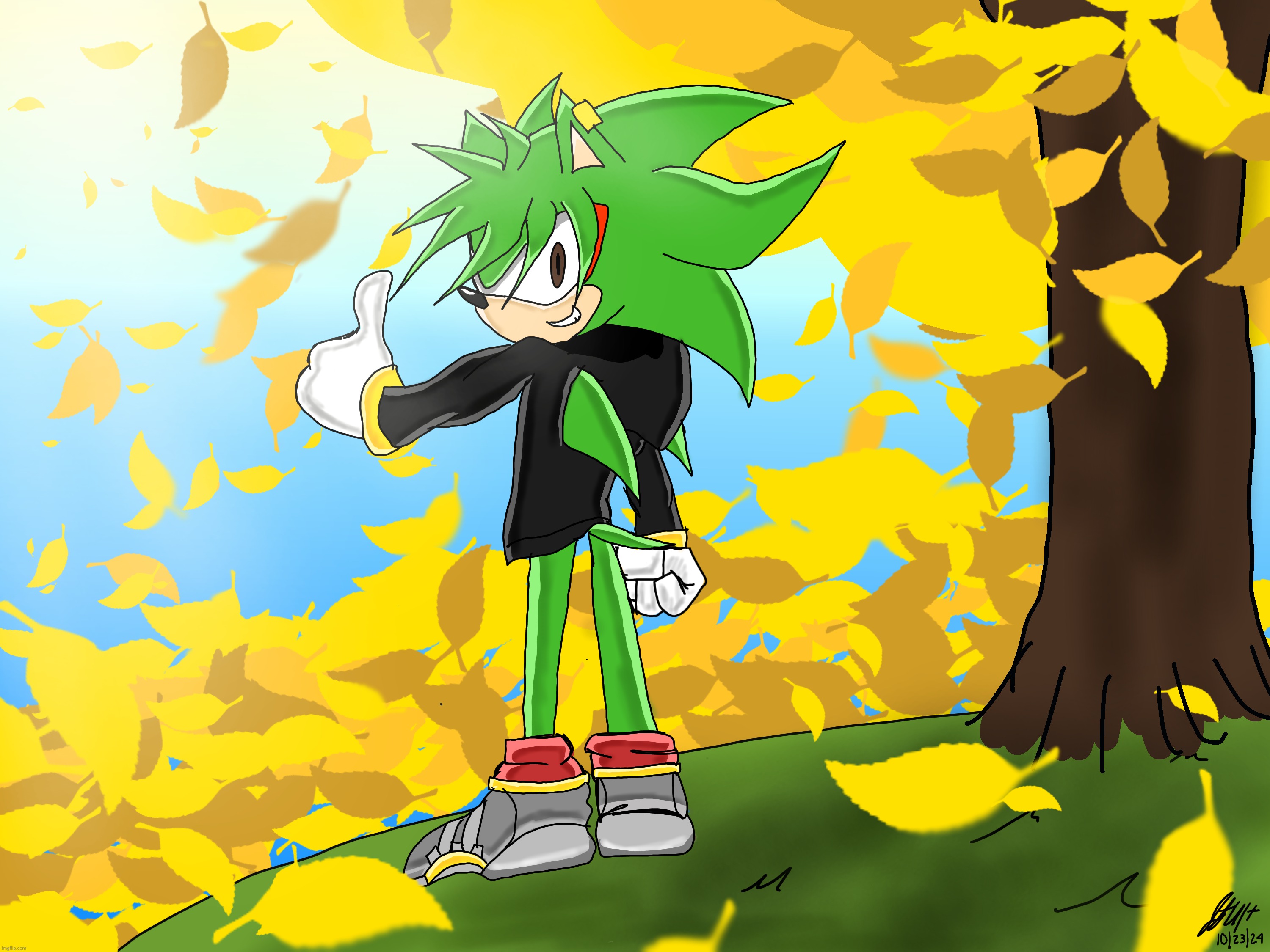 Beautiful Yellow Leaves | image tagged in sonic,drawings | made w/ Imgflip meme maker