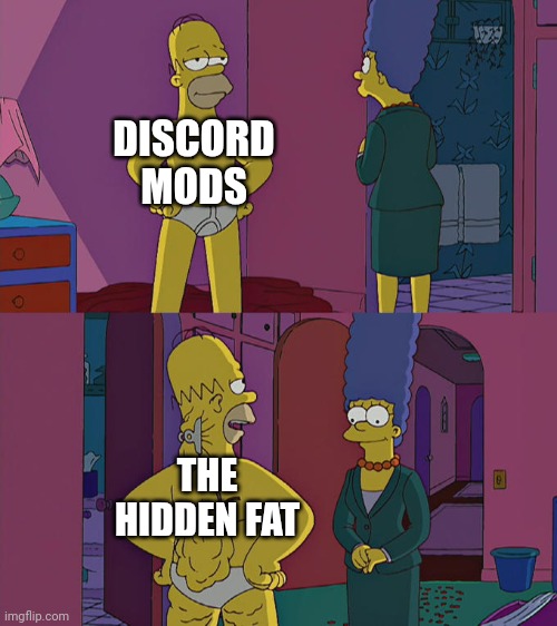 The Fat Discord Mod | DISCORD MODS THE HIDDEN FAT | image tagged in homer simpson's back fat | made w/ Imgflip meme maker