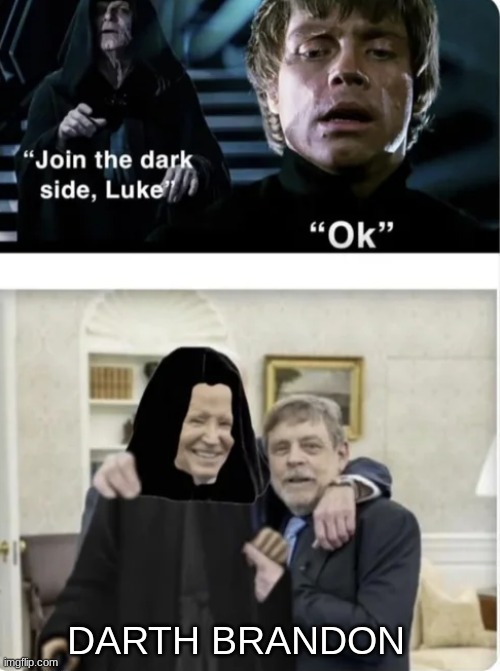 Mark Hamill Biden meme | DARTH BRANDON | image tagged in lets go,brandon,trump,2024,memes,hahaha | made w/ Imgflip meme maker