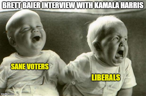 Who would have guessed Kamala isn't all that bright? | BRETT BAIER INTERVIEW WITH KAMALA HARRIS; SANE VOTERS; LIBERALS | image tagged in democrats,liberals,leftists,woke,kamala harris,fox news | made w/ Imgflip meme maker