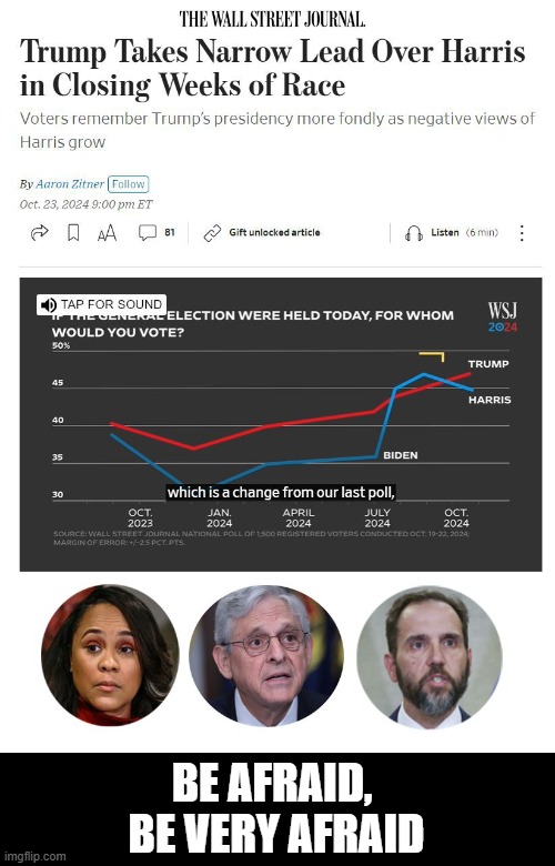 Trump Takes the Lead | BE AFRAID, 
BE VERY AFRAID | image tagged in merrick garland,jack smith,fani willis | made w/ Imgflip meme maker