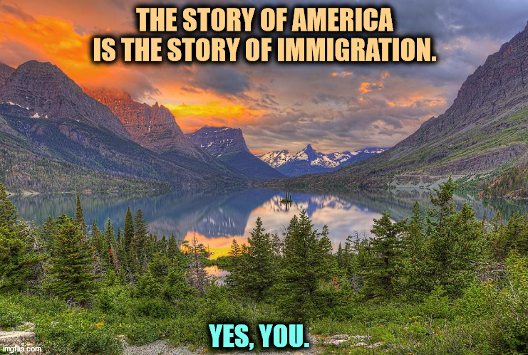 THE STORY OF AMERICA
IS THE STORY OF IMMIGRATION. YES, YOU. | image tagged in immigration,america,trump,hatred,wrong | made w/ Imgflip meme maker