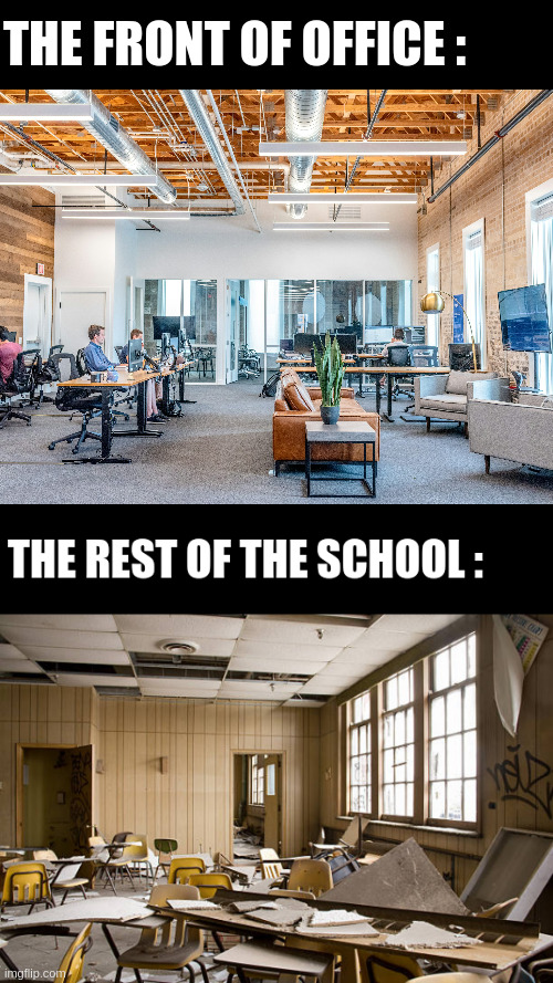 Real | THE FRONT OF OFFICE : | image tagged in memes,funny,school,school memes,i hate school,why are you reading the tags | made w/ Imgflip meme maker