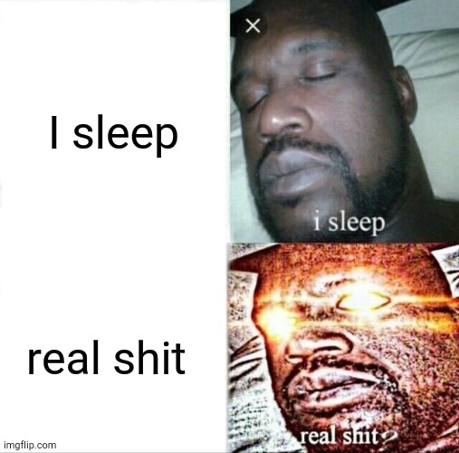 I sleep real shit | I sleep; real shit | image tagged in memes,sleeping shaq,funny | made w/ Imgflip meme maker