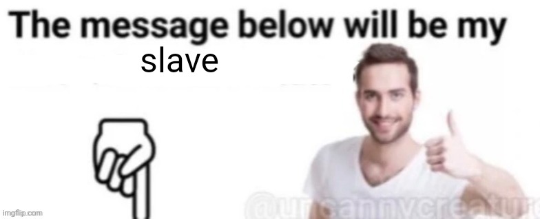 Hmmmmmmmmmmmmm | slave | image tagged in the message below will be my blank,memes,slave,msmg | made w/ Imgflip meme maker