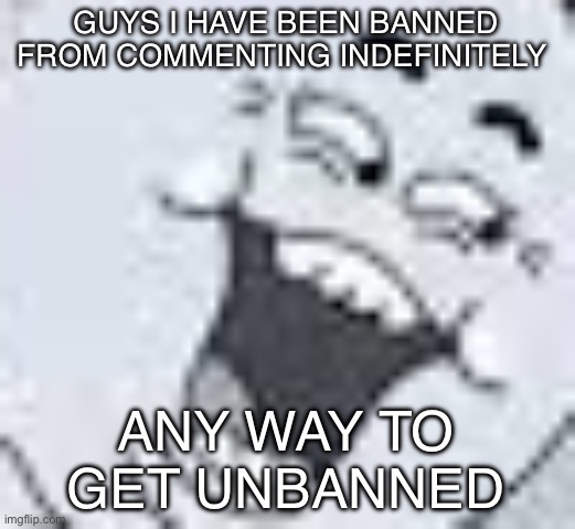 Shitpost | GUYS I HAVE BEEN BANNED FROM COMMENTING INDEFINITELY; ANY WAY TO GET UNBANNED | image tagged in shitpost | made w/ Imgflip meme maker