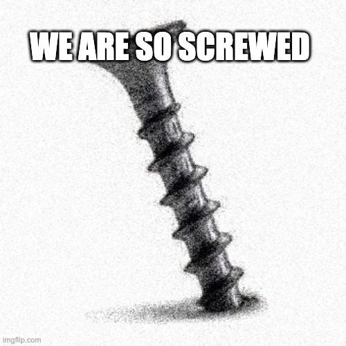 SCREWED | WE ARE SO SCREWED | image tagged in screwed | made w/ Imgflip meme maker