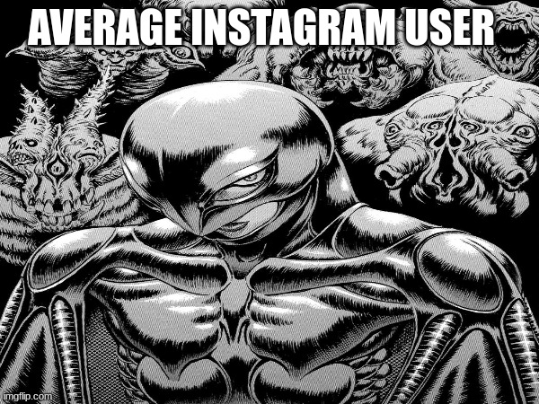 Average Instagram User | AVERAGE INSTAGRAM USER | image tagged in instagram,berserk | made w/ Imgflip meme maker