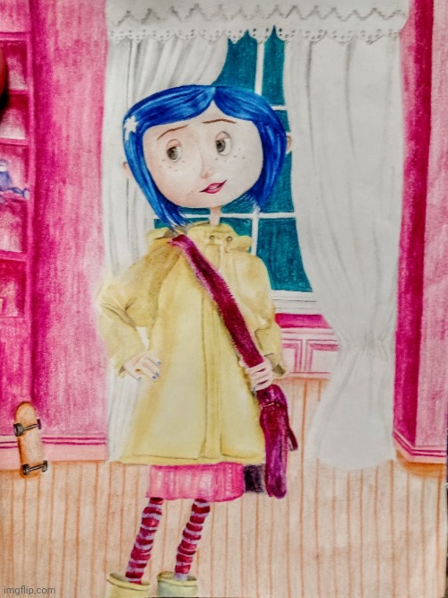 Coraline drawing | image tagged in drawing,halloween,creepy,doll,emo,2000s | made w/ Imgflip meme maker