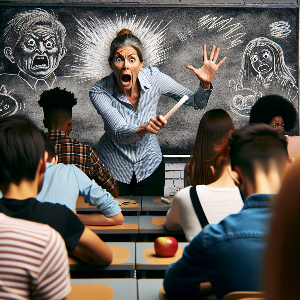 mad teacher turning around Blank Meme Template