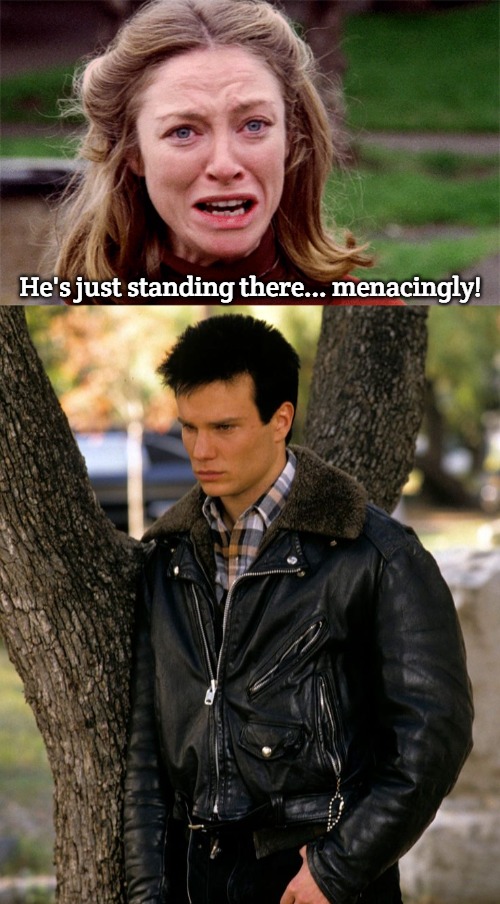 guy minding his own business | He's just standing there... menacingly! | image tagged in slavic,twin peaks | made w/ Imgflip meme maker