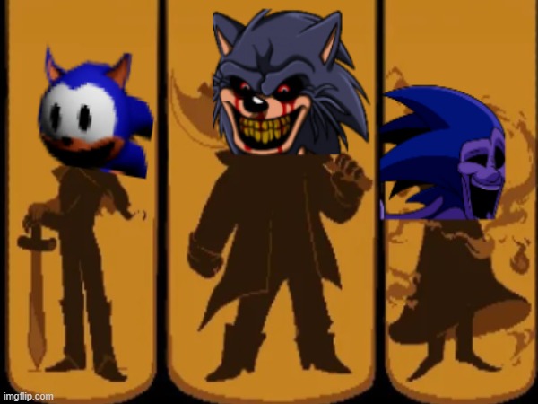 Rewrite, the silent protagonist  Lord X, the loudmouth strong guy  and Majin, the magic user | image tagged in deltarune,sonic exe | made w/ Imgflip meme maker