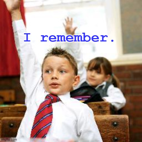 School Kid Pick Me | I remember. | image tagged in school kid pick me | made w/ Imgflip meme maker