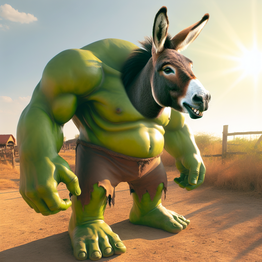 shrek with donkeys head in sunshine Blank Meme Template