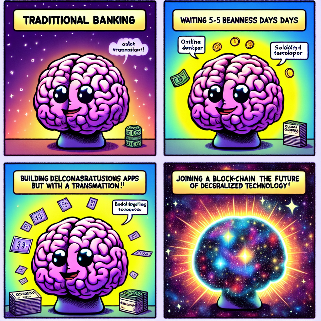 The first panel has a small brain labeled "Traditional Banking," Blank Meme Template