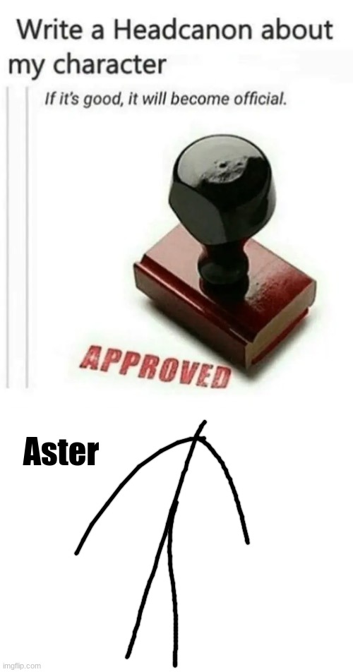 Aster | image tagged in write a headcannon about,blank white template | made w/ Imgflip meme maker