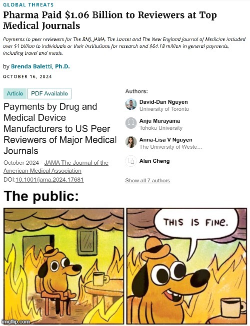 image tagged in this is fine,big pharma | made w/ Imgflip meme maker