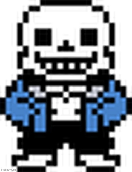 This was my first OC when I started off with pixel art. His name is Sans. Can yall share your OCs too? | made w/ Imgflip meme maker