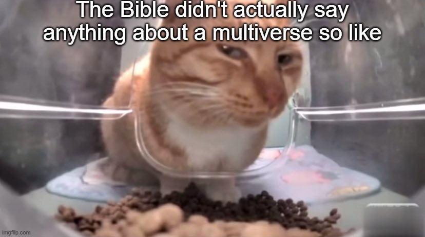 Prob not SUPPOSED to be saying this but like, multiverse could be real, could be fake, | The Bible didn't actually say anything about a multiverse so like | image tagged in mr fresh | made w/ Imgflip meme maker