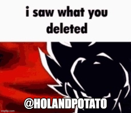 pron | @HOLANDPOTATO | image tagged in i saw what you deleted | made w/ Imgflip meme maker