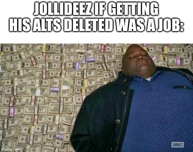 huell money | JOLLIDEEZ IF GETTING HIS ALTS DELETED WAS A JOB: | image tagged in huell money | made w/ Imgflip meme maker