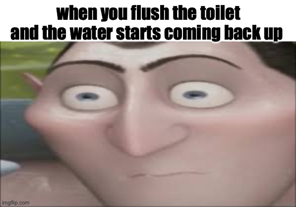 true story | when you flush the toilet and the water starts coming back up | image tagged in dracula hold up,funny,relatable,cool,toilet,fun | made w/ Imgflip meme maker