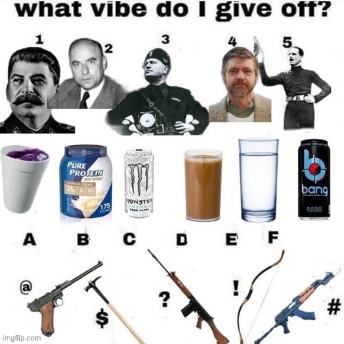6 is Hitler | image tagged in what vibe do i give off | made w/ Imgflip meme maker