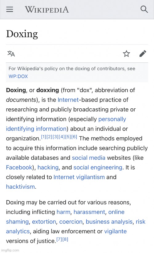 Doxing definition | image tagged in doxing definition | made w/ Imgflip meme maker