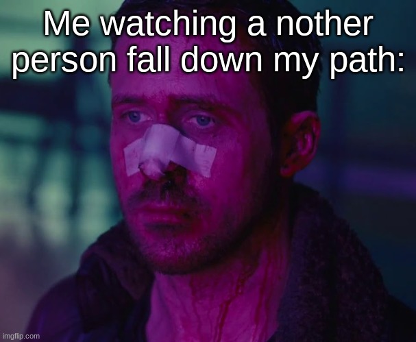 Provided Rager is lying (I hope he's not) | Me watching another person fall down my path: | image tagged in sad ryan gosling | made w/ Imgflip meme maker