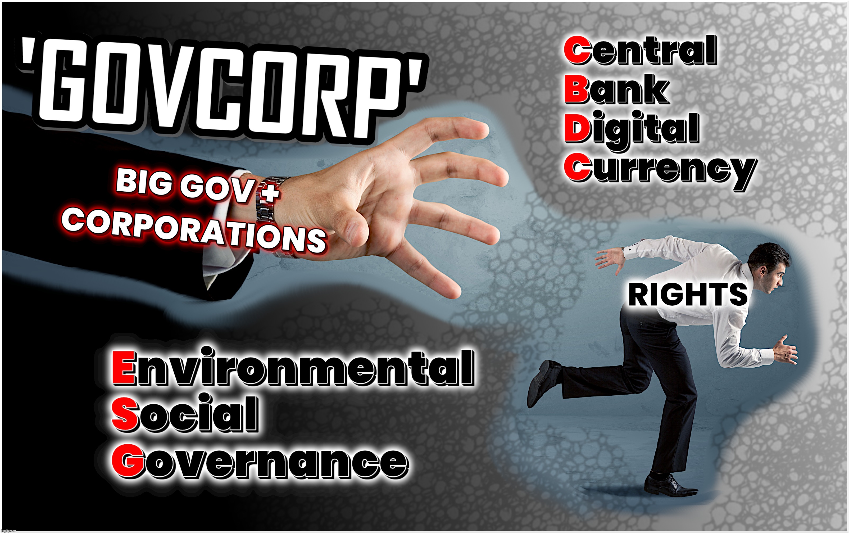 GOVCORP - GLOBALIST MASTERS | image tagged in govcorp,cbdc,esg,big government,corporations,bill of rights | made w/ Imgflip meme maker