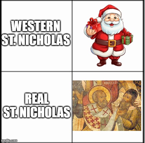 Table chart | WESTERN ST. NICHOLAS; REAL ST. NICHOLAS | image tagged in table chart | made w/ Imgflip meme maker