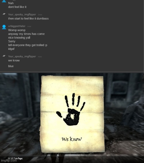 image tagged in skyrim we know | made w/ Imgflip meme maker