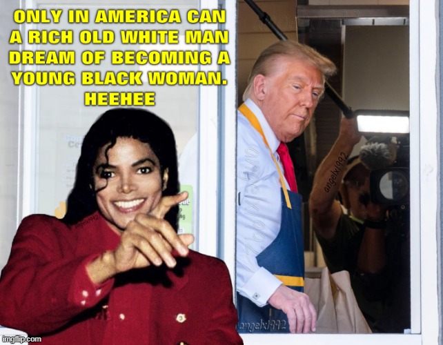 image tagged in michael jackson,white man,black woman,mcdonald's,ronald mcdonald,dreams | made w/ Imgflip meme maker