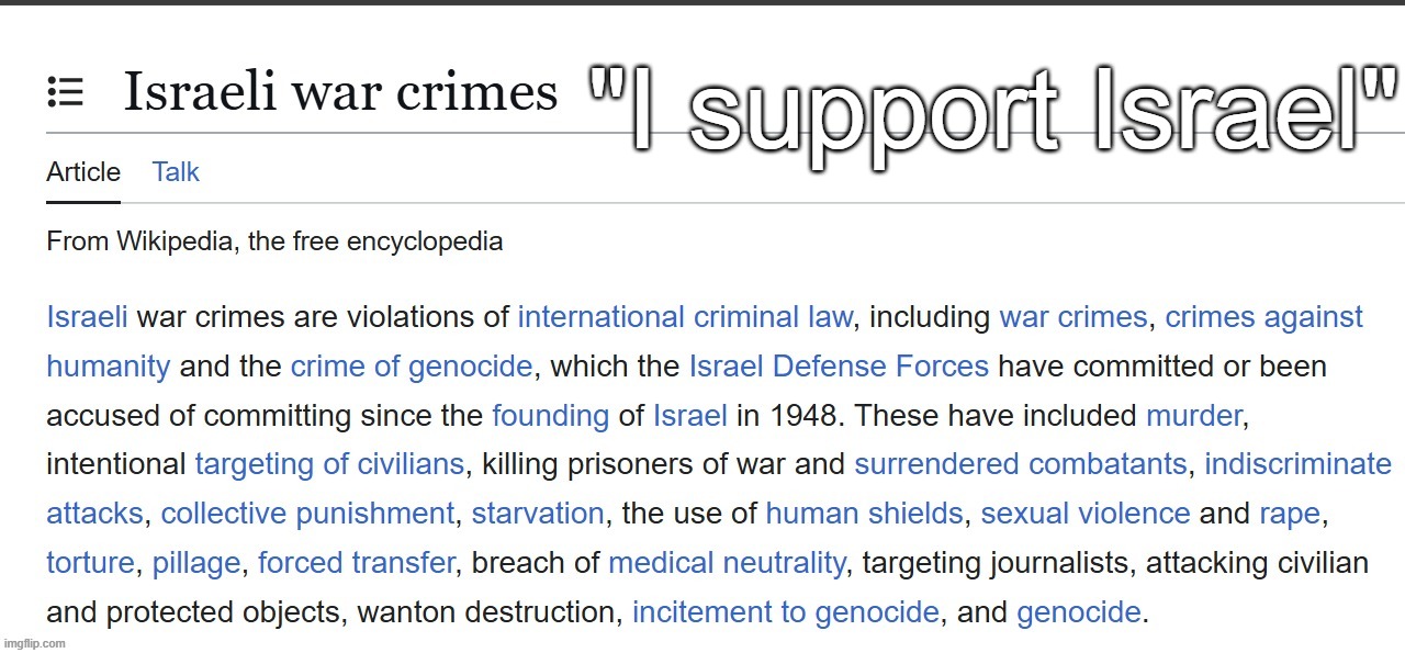 "I support Israel" | made w/ Imgflip meme maker