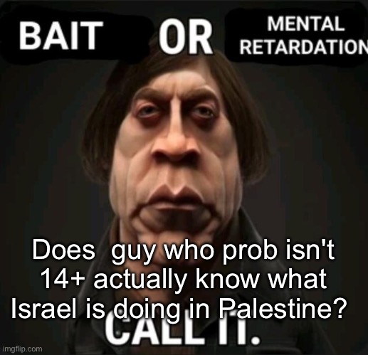 anton | Does  guy who prob isn't 14+ actually know what Israel is doing in Palestine? | image tagged in anton | made w/ Imgflip meme maker