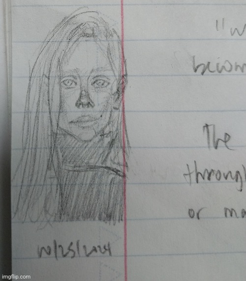 I drew this while waiting for class | image tagged in girl,blonde,blue eyes,drawings,class,college | made w/ Imgflip meme maker